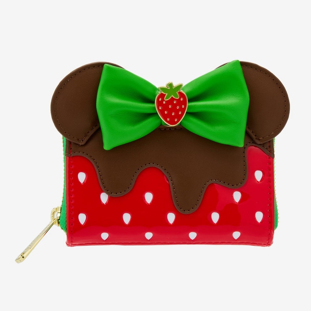 Loungefly Disney Minnie Mouse Chocolate Dipped Strawberry Ears Scented Small Zip